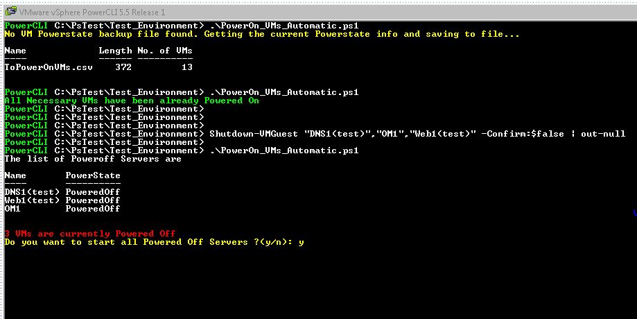 PowerCLI Saving VM Power State and Power On VMs
