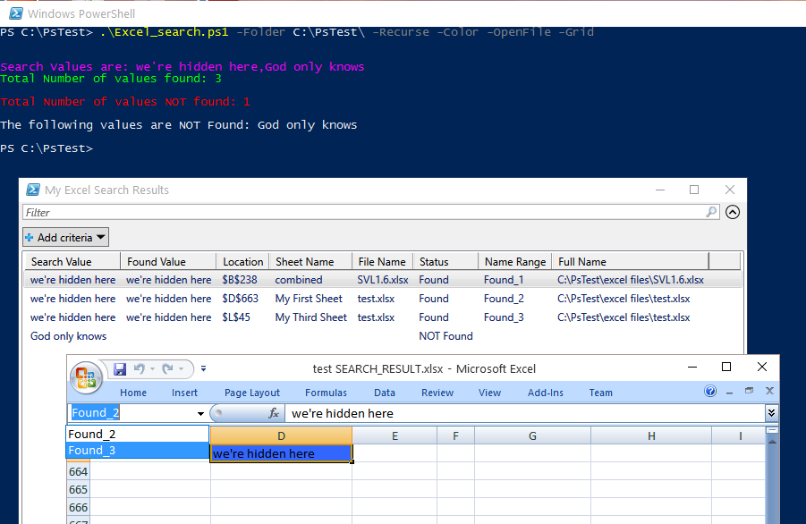 Find Multiple Words in Excel with Powershell