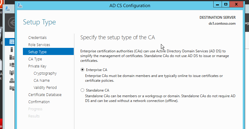 Choose Certificate Authority Type