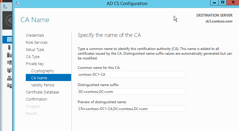 Common Name of Certificate Authority