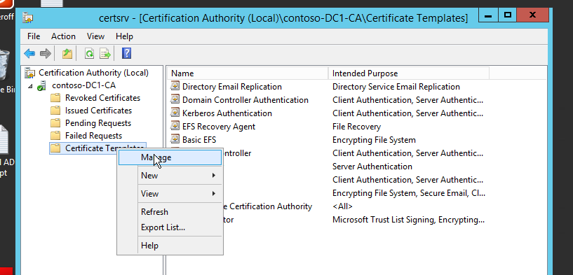 Manage Certificate Templates