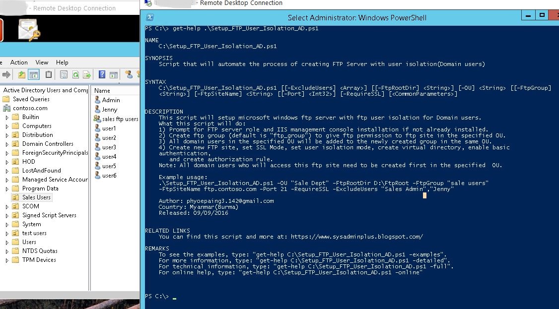 How to get help with FTP powershell script