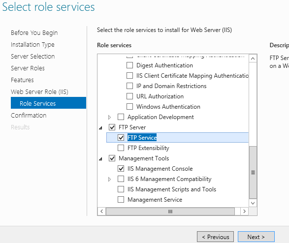 Install FTP Service  related roles and IIS Management Console