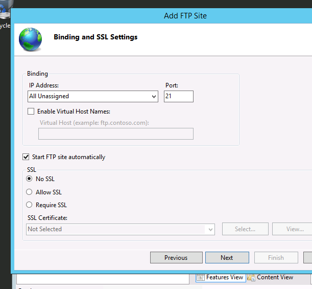FTP SSL setting