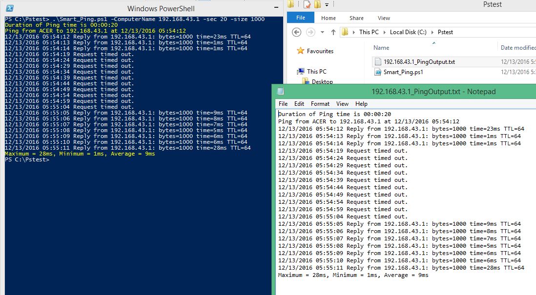 Powershell Smart Ping Result